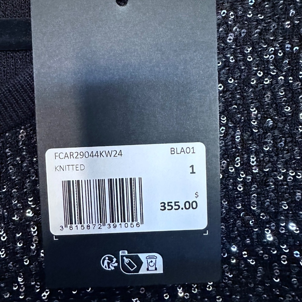 NWT | The Kooples | Black Knit Cardigan Sweater  | Silver Sequin-Embellished - Picture 9 of 10